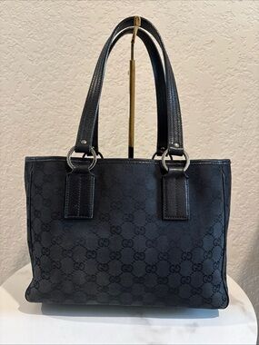 Gucci Black GG Monogram Canvas Tote Bag